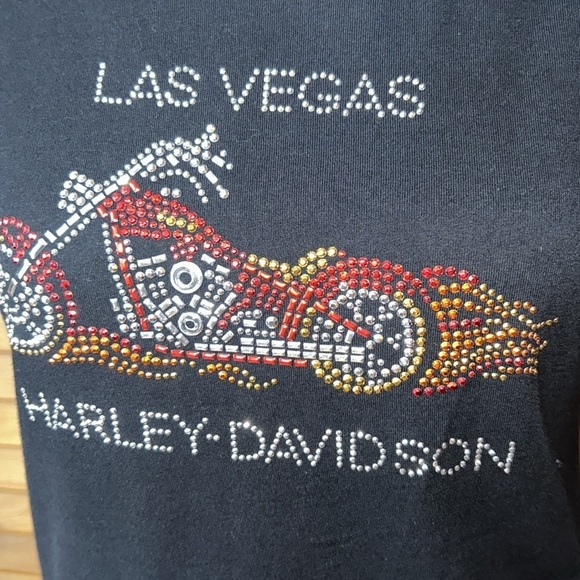 Harley Davidson Las Vegas Rhinestone Cycle T-Shirt  Size Small - Picture 2 of 9